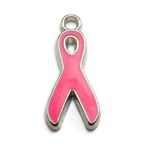 5pcs Pink Ribbon Charms,‎ awareness charms